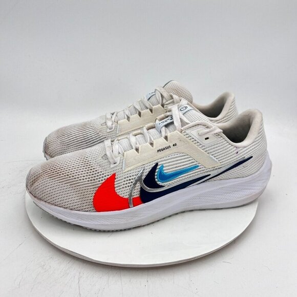 Nike Air Zoom Pegasus 40 Men Sz 12 FB7179-100 White MultiColor Grey Running Shoe - Picture 1 of 12